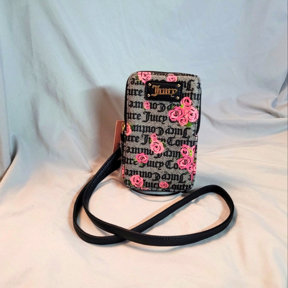 Juicy Couture Gray Floral Wallet Purse